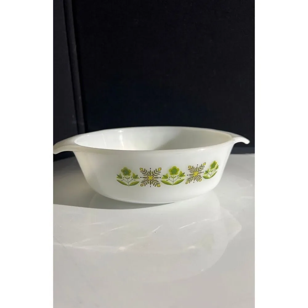 Vintage Anchor Hocking Fire King 1 Qt Green Meadow Pattern